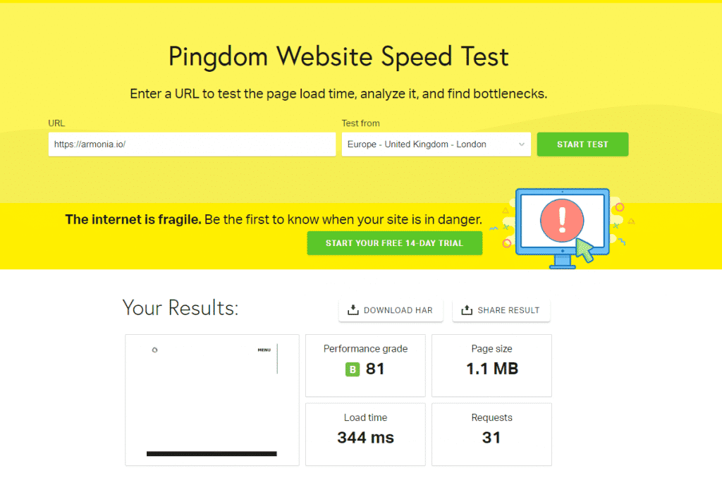 test prestazioni pagine ottimizzazione sito web
