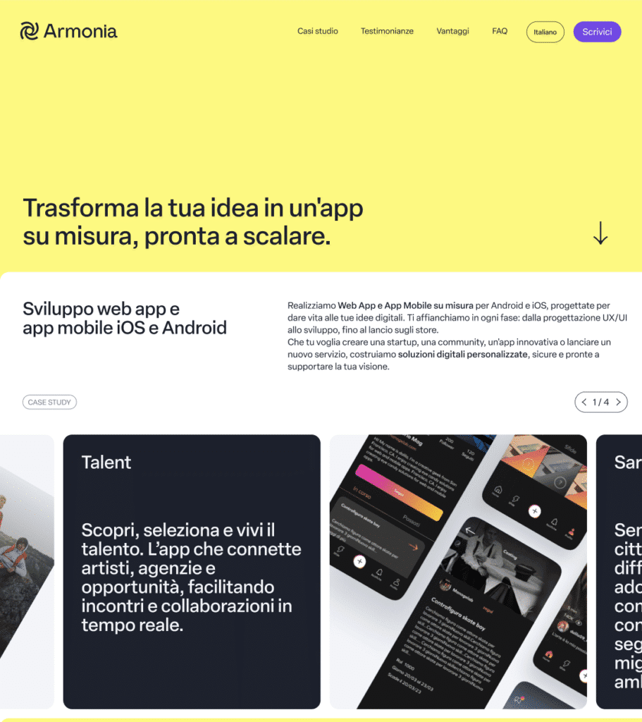 caso studio landing page armonia pt1
