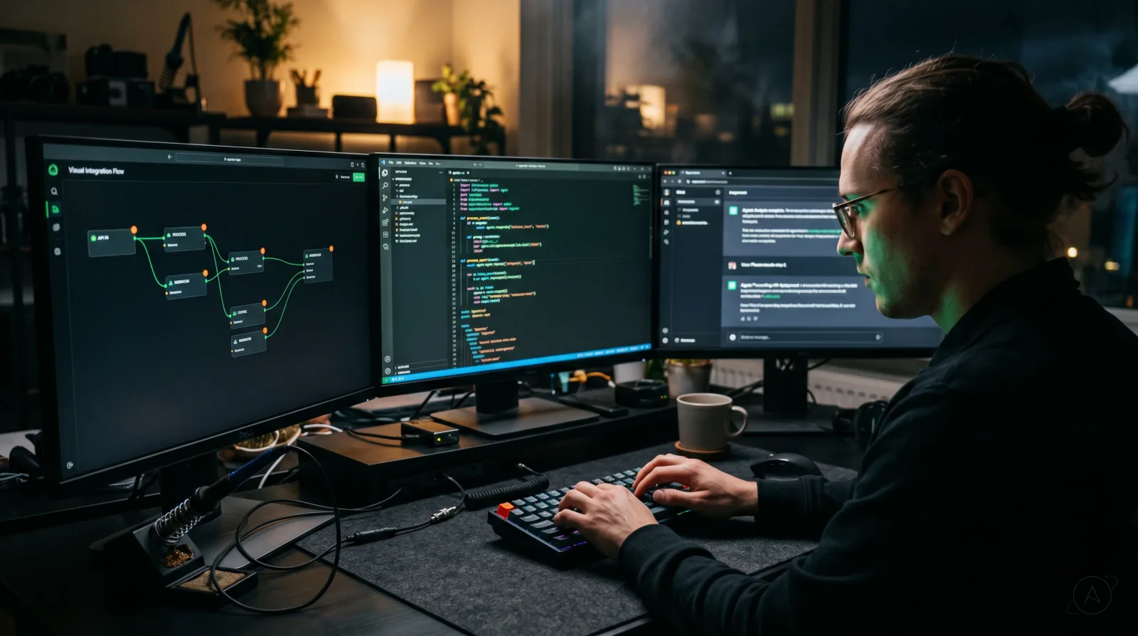 Setup di automazioni AI multi-monitor